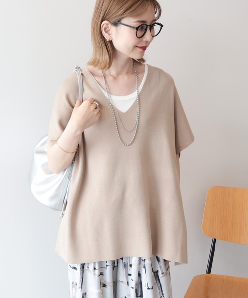 AMERICAN HOLIC(アメリカンホリック)の「【UVカット】Vネックニットベスト(ニット/セーター・レディース・ブラック/ベージュ/キャメル・FREE)」の1枚目の写真