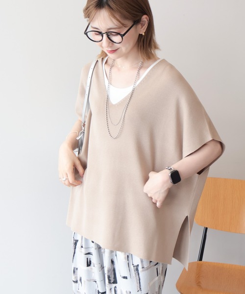AMERICAN HOLIC(アメリカンホリック)の「【UVカット】Vネックニットベスト(ニット/セーター・レディース・ブラック/ベージュ/キャメル・FREE)」の7枚目の写真