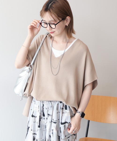 AMERICAN HOLIC(アメリカンホリック)の「【UVカット】Vネックニットベスト(ニット/セーター・レディース・ブラック/ベージュ/キャメル・FREE)」の8枚目の写真