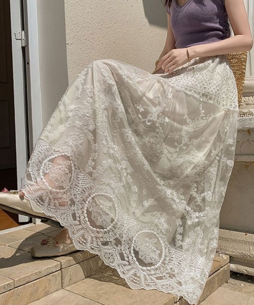 Flugge(フラッジー)の「総レースロングスカート(スカート・レディース・ホワイト・LARGE/MEDIUM)」の5枚目の写真