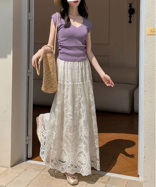 Flugge(フラッジー)の「総レースロングスカート(スカート・レディース・ホワイト・LARGE/MEDIUM)」の6枚目の写真