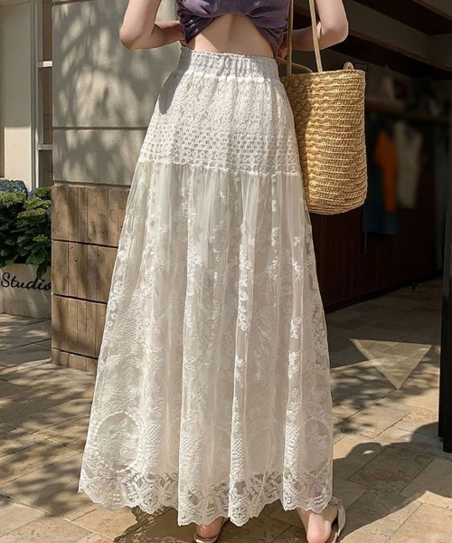 Flugge(フラッジー)の「総レースロングスカート(スカート・レディース・ホワイト・LARGE/MEDIUM)」の9枚目の写真