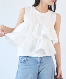 天竺フリルドッキングTシャツ