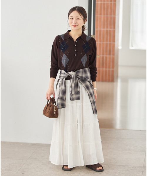 JOURNAL STANDARD（ジャーナルスタンダード）の「ウォッシャブルウール ポロシャツ（ニット/セーター・レディース・ネイビー/チャコールグレー/チョコ・FREE）」の5枚目の写真