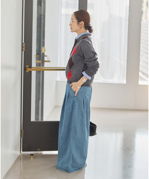 JOURNAL STANDARD（ジャーナルスタンダード）の「ウォッシャブルウール ポロシャツ（ニット/セーター・レディース・ネイビー/チャコールグレー/チョコ・FREE）」の8枚目の写真