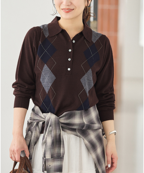 JOURNAL STANDARD（ジャーナルスタンダード）の「ウォッシャブルウール ポロシャツ（ニット/セーター・レディース・ネイビー/チャコールグレー/チョコ・FREE）」の17枚目の写真