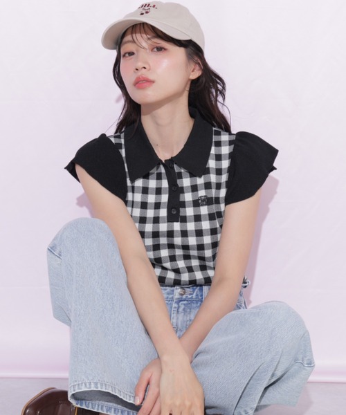 JILL by JILL STUART(ジルバイジルスチュアート)の「【WEB限定カラーあり】フリル袖ポロニット(ニット/セーター・レディース・ブルー系その他/ピンク系その他/ブラック系その他/ホワイト/ネイビー・FREE)」の8枚目の写真