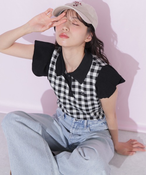 JILL by JILL STUART(ジルバイジルスチュアート)の「【WEB限定カラーあり】フリル袖ポロニット(ニット/セーター・レディース・ブルー系その他/ピンク系その他/ブラック系その他/ホワイト/ネイビー・FREE)」の11枚目の写真