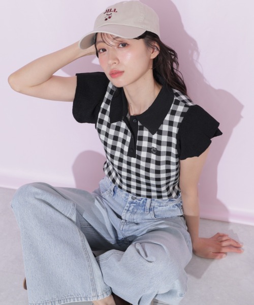JILL by JILL STUART(ジルバイジルスチュアート)の「【WEB限定カラーあり】フリル袖ポロニット(ニット/セーター・レディース・ブルー系その他/ピンク系その他/ブラック系その他/ホワイト/ネイビー・FREE)」の10枚目の写真