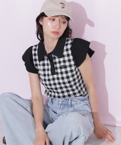 JILL by JILL STUART(ジルバイジルスチュアート)の「【WEB限定カラーあり】フリル袖ポロニット(ニット/セーター・レディース・ブルー系その他/ピンク系その他/ブラック系その他/ホワイト/ネイビー・FREE)」の6枚目の写真