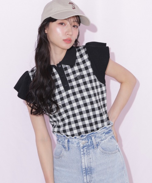JILL by JILL STUART(ジルバイジルスチュアート)の「【WEB限定カラーあり】フリル袖ポロニット(ニット/セーター・レディース・ブルー系その他/ピンク系その他/ブラック系その他/ホワイト/ネイビー・FREE)」の13枚目の写真