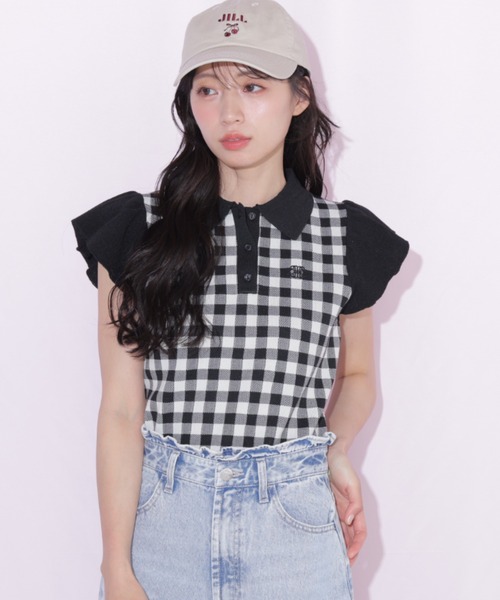 JILL by JILL STUART(ジルバイジルスチュアート)の「【WEB限定カラーあり】フリル袖ポロニット(ニット/セーター・レディース・ブルー系その他/ピンク系その他/ブラック系その他/ホワイト/ネイビー・FREE)」の14枚目の写真
