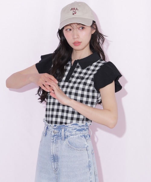 JILL by JILL STUART(ジルバイジルスチュアート)の「【WEB限定カラーあり】フリル袖ポロニット(ニット/セーター・レディース・ブルー系その他/ピンク系その他/ブラック系その他/ホワイト/ネイビー・FREE)」の15枚目の写真