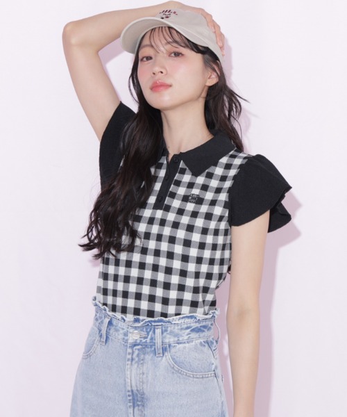 JILL by JILL STUART(ジルバイジルスチュアート)の「【WEB限定カラーあり】フリル袖ポロニット(ニット/セーター・レディース・ブルー系その他/ピンク系その他/ブラック系その他/ホワイト/ネイビー・FREE)」の16枚目の写真