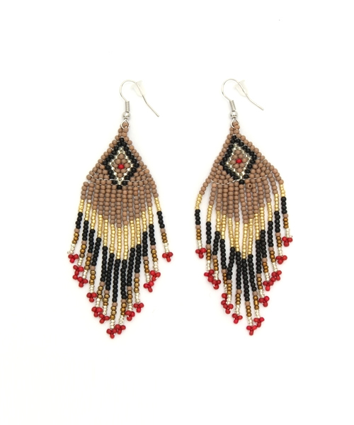 WHO'S WHO gallery（フーズフーギャラリー）の「エスニックビーズピアス（ピアス（両耳用）・レディース・グリーン/ブルー/ベージュ・FREE）」の2枚目の写真