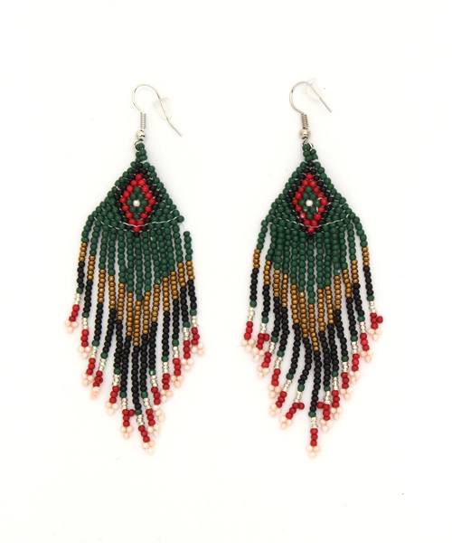 WHO'S WHO gallery（フーズフーギャラリー）の「エスニックビーズピアス（ピアス（両耳用）・レディース・グリーン/ブルー/ベージュ・FREE）」の3枚目の写真