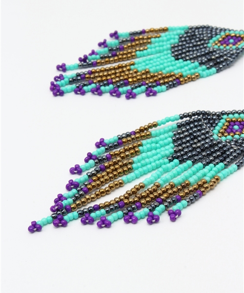 WHO'S WHO gallery（フーズフーギャラリー）の「エスニックビーズピアス（ピアス（両耳用）・レディース・グリーン/ブルー/ベージュ・FREE）」の6枚目の写真