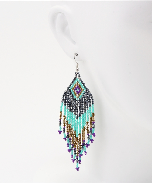 WHO'S WHO gallery（フーズフーギャラリー）の「エスニックビーズピアス（ピアス（両耳用）・レディース・グリーン/ブルー/ベージュ・FREE）」の5枚目の写真