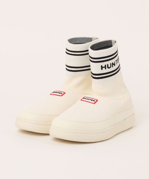 HUNTER(ハンター)の「【HUNTER】ハンター IN OUT KNITTED SOCK SLIPPER(イン/アウト ニッテッド ソック スリッパ)UFS7113REN(スリッポン・レディース・ブラック/ホワイト×ブラック・5/6/4)」の2枚目の写真