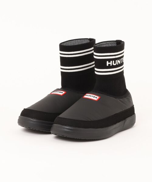 HUNTER(ハンター)の「【HUNTER】ハンター IN OUT KNITTED SOCK SLIPPER(イン/アウト ニッテッド ソック スリッパ)UFS7113REN(スリッポン・レディース・ブラック/ホワイト×ブラック・5/6/4)」の1枚目の写真