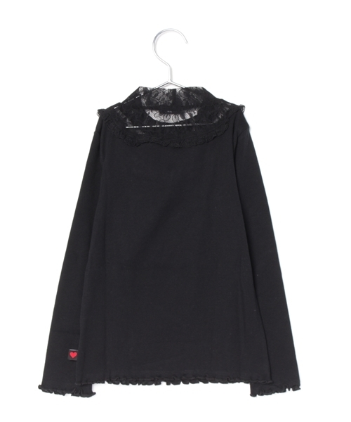 CHUBBYGANG（チャビーギャング）の「衿元レース切り替え長袖Tシャツ（Tシャツ/カットソー・キッズ・ホワイト/ブラック・130/110/100/120）」の7枚目の写真