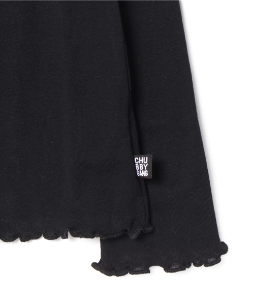 CHUBBYGANG（チャビーギャング）の「衿元レース切り替え長袖Tシャツ（Tシャツ/カットソー・キッズ・ホワイト/ブラック・130/110/100/120）」の5枚目の写真