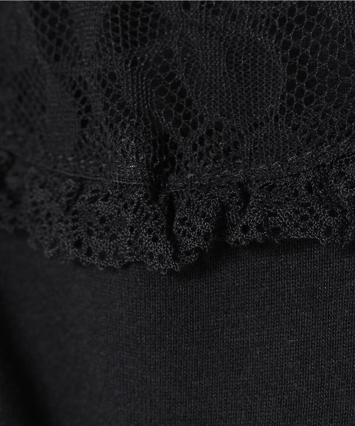 CHUBBYGANG（チャビーギャング）の「衿元レース切り替え長袖Tシャツ（Tシャツ/カットソー・キッズ・ホワイト/ブラック・130/110/100/120）」の4枚目の写真