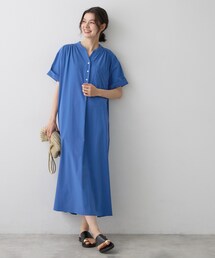 【接触冷感/UVカット】バンドカラーワンピース