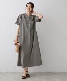 【接触冷感/UVカット】バンドカラーワンピース