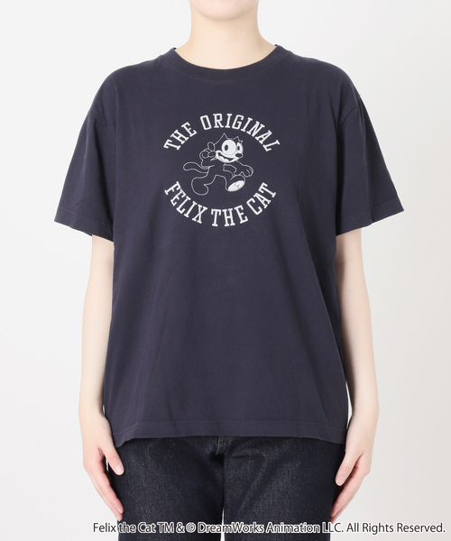 BALMYDAY'S（バルミーデイズ）の「BALMYDAYS / バルミーデイズ SLOBE別注 FELIX Tシャツ1（Tシャツ/カットソー・レディース・ネイビー/ホワイト/サックスブルー・FREE）」の10枚目の写真