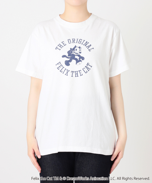 BALMYDAY'S（バルミーデイズ）の「BALMYDAYS / バルミーデイズ SLOBE別注 FELIX Tシャツ1（Tシャツ/カットソー・レディース・ネイビー/ホワイト/サックスブルー・FREE）」の4枚目の写真