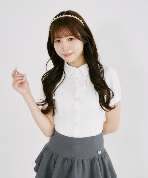 Suyunn(スユン)の「ローズリボン付きサテンブラウス(シャツ/ブラウス・レディース・ホワイト/ピンク・M)」の11枚目の写真