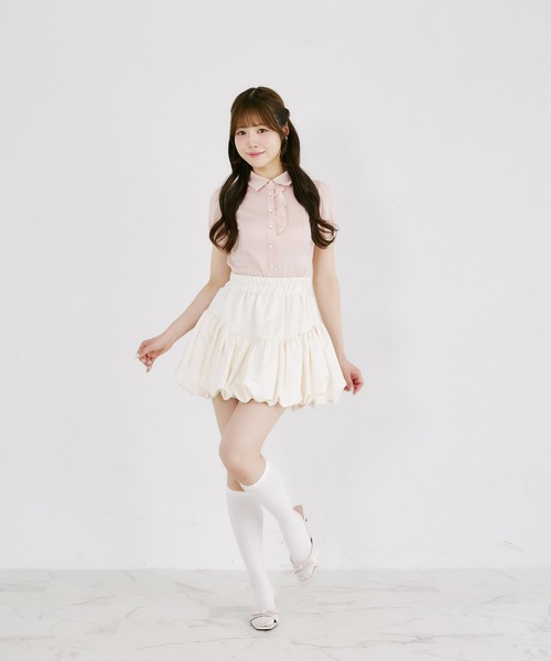 Suyunn(スユン)の「ローズリボン付きサテンブラウス(シャツ/ブラウス・レディース・ホワイト/ピンク・M)」の18枚目の写真