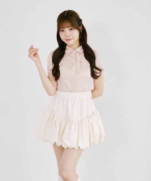 Suyunn(スユン)の「ローズリボン付きサテンブラウス(シャツ/ブラウス・レディース・ホワイト/ピンク・M)」の19枚目の写真