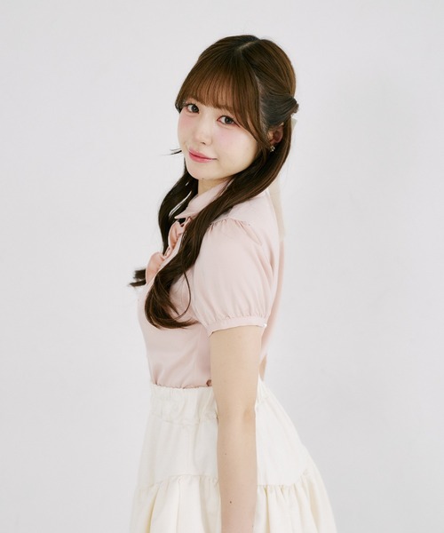 Suyunn(スユン)の「ローズリボン付きサテンブラウス(シャツ/ブラウス・レディース・ホワイト/ピンク・M)」の22枚目の写真