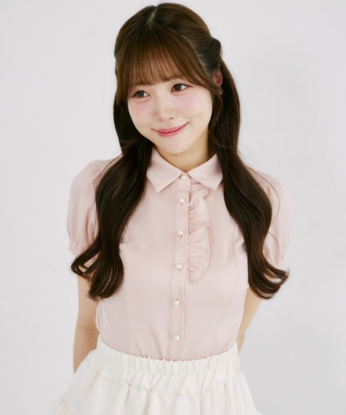 Suyunn(スユン)の「ローズリボン付きサテンブラウス(シャツ/ブラウス・レディース・ホワイト/ピンク・M)」の21枚目の写真