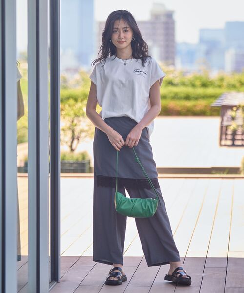 Green　Parks（グリーンパークス）の「【適ON】汗染み防止フレンチロゴTシャツ（Tシャツ/カットソー・レディース・レッド/オフホワイト/チャコールグレー/カーキ・FREE）」の14枚目の写真