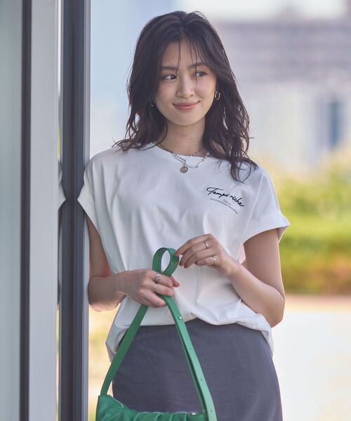 Green　Parks（グリーンパークス）の「【適ON】汗染み防止フレンチロゴTシャツ（Tシャツ/カットソー・レディース・レッド/オフホワイト/チャコールグレー/カーキ・FREE）」の15枚目の写真
