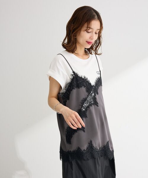 Green　Parks（グリーンパークス）の「【適ON】汗染み防止フレンチロゴTシャツ（Tシャツ/カットソー・レディース・レッド/オフホワイト/チャコールグレー/カーキ・FREE）」の18枚目の写真