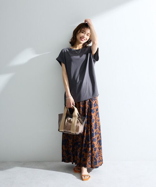 Green　Parks（グリーンパークス）の「【適ON】汗染み防止フレンチロゴTシャツ（Tシャツ/カットソー・レディース・レッド/オフホワイト/チャコールグレー/カーキ・FREE）」の19枚目の写真