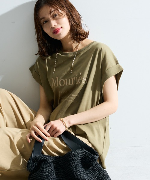 Green　Parks（グリーンパークス）の「【適ON】汗染み防止フレンチロゴTシャツ（Tシャツ/カットソー・レディース・レッド/オフホワイト/チャコールグレー/カーキ・FREE）」の3枚目の写真