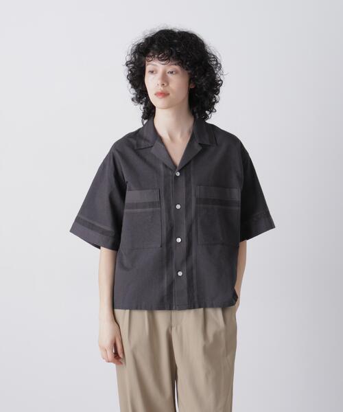 YLEVE イレーヴ トーマスメイソン　フレンチスリーブシャツ　25SS セール】YLEVE / DOBBY STRIPE CHAMBRAY SHIRT（シャツ/ブラウス