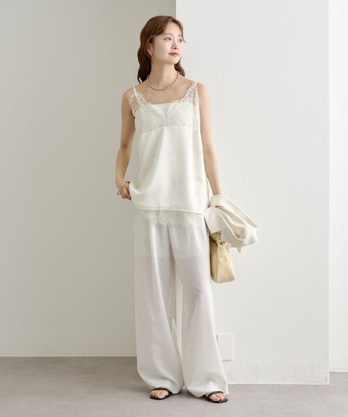 mystic(ミスティック)の「《新色BLK2ドット・ベージュ》スリットサテンレースキャミ(タンクトップ・レディース・ブラウン/ブラック系その他2/ベージュ/オフホワイト・FREE)」の18枚目の写真