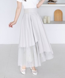 CLEAR BASIC | ラメチュールドッキングアシンメトリースカート（セット可）［骨格ウェーブ／フェミニン／上品／きれいめ／華やか］(スカート)