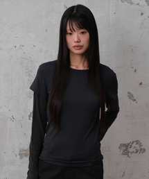 CONTRAST LAYERED LONG SLEEVE (NAVY)