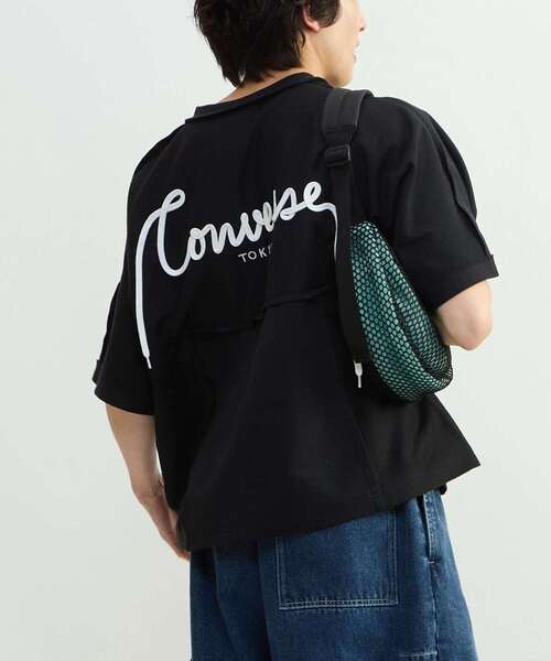 CONVERSE TOKYO(コンバーストウキョウ)の「SPINDLE LOGO SWITCHING TEE(Tシャツ/カットソー・レディース・杢グレー/ブラック・MEDIUM/SMALL)」の2枚目の写真