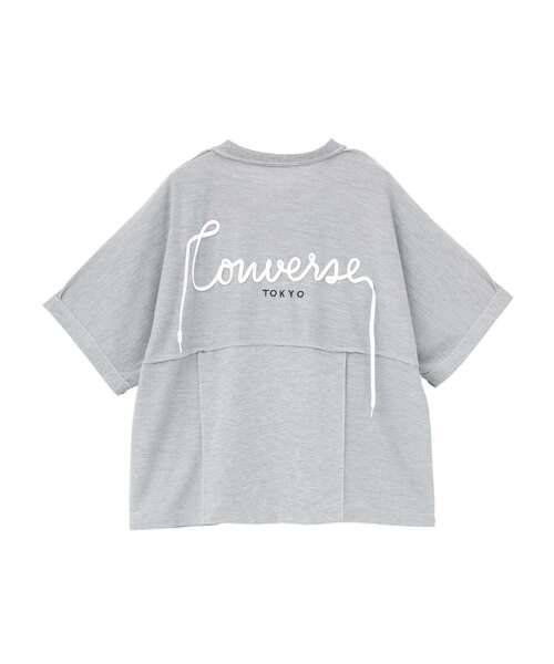 CONVERSE TOKYO(コンバーストウキョウ)の「SPINDLE LOGO SWITCHING TEE(Tシャツ/カットソー・レディース・杢グレー/ブラック・MEDIUM/SMALL)」の4枚目の写真