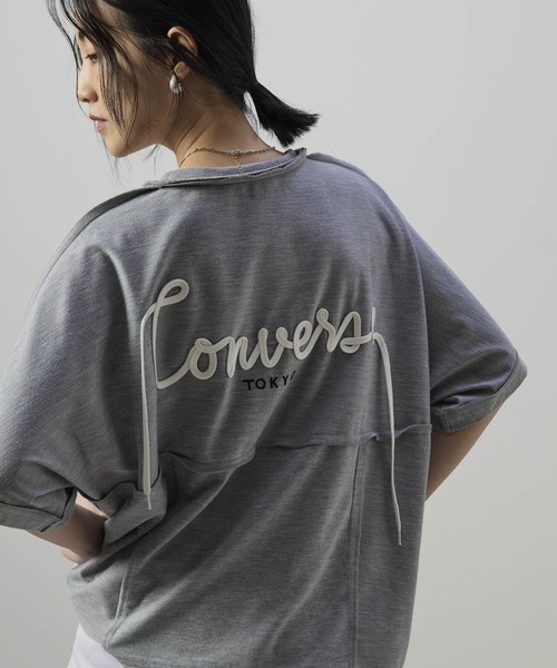 CONVERSE TOKYO(コンバーストウキョウ)の「SPINDLE LOGO SWITCHING TEE(Tシャツ/カットソー・レディース・杢グレー/ブラック・MEDIUM/SMALL)」の15枚目の写真