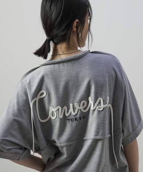 CONVERSE TOKYO(コンバーストウキョウ)の「SPINDLE LOGO SWITCHING TEE(Tシャツ/カットソー・レディース・杢グレー/ブラック・MEDIUM/SMALL)」の16枚目の写真