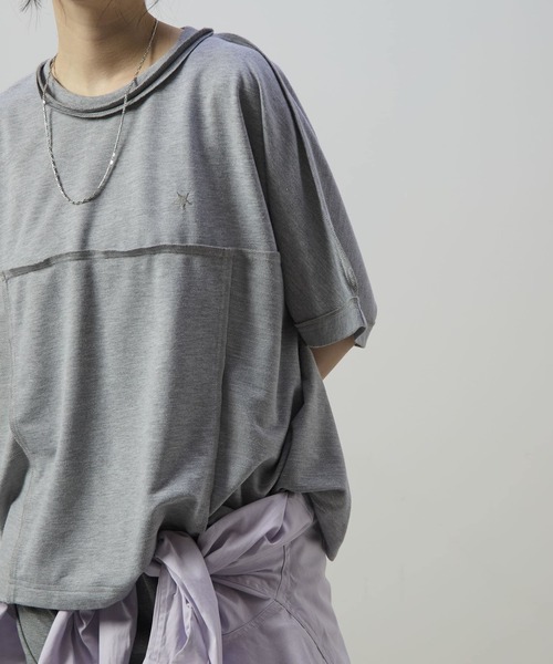 CONVERSE TOKYO(コンバーストウキョウ)の「SPINDLE LOGO SWITCHING TEE(Tシャツ/カットソー・レディース・杢グレー/ブラック・MEDIUM/SMALL)」の20枚目の写真